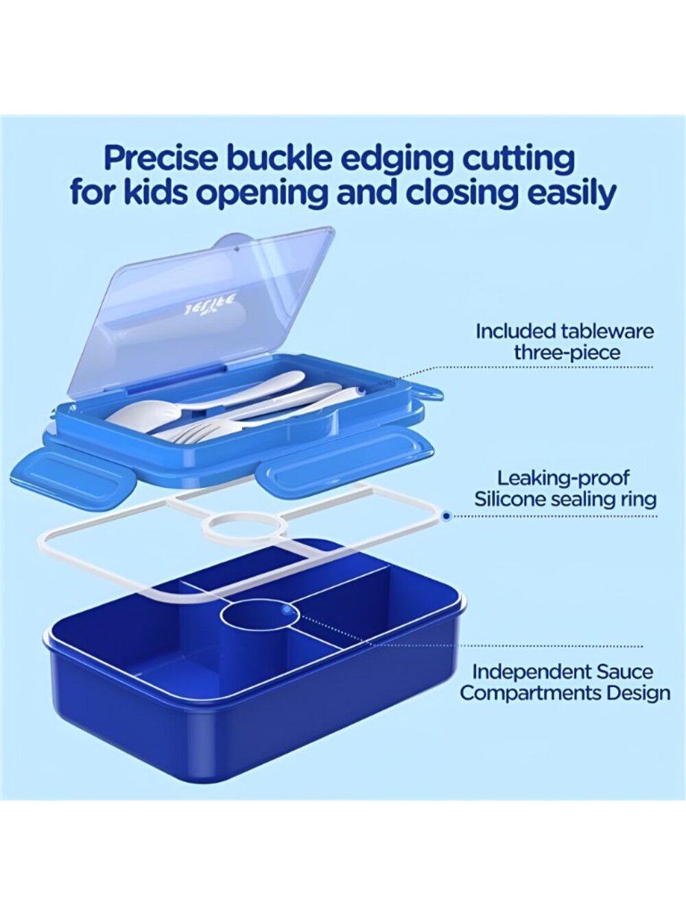 Bento Lunch Box for Kids - Leakproof Large Bento-Style with 4 compartments - Picture 3 of 7